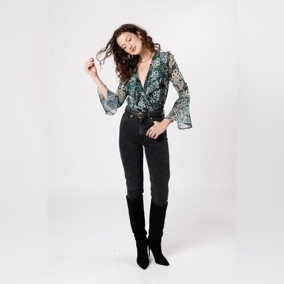 Band of the Free Tops - Band Of The Free BONNIE EMERALD FLORAL LONG SLEEVE BODYSUIT